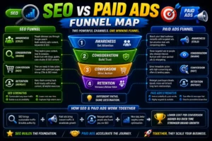 SEO vs Paid Ads Funnel Map