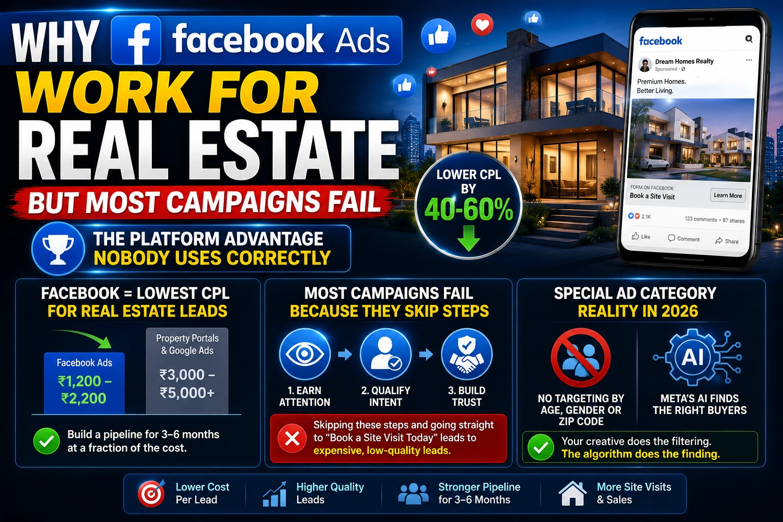 Facebook Ads for Real Estate: How I Generated 500+ Leads why facebook ads work for real estate but most campaigns fail